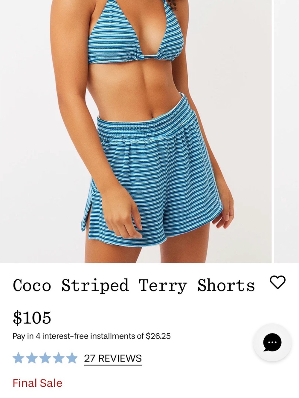 Frankie's Bikinis Coco Striped Terry Shorts